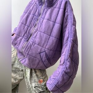 Free People Quilted Purple Zip-Up Jacket